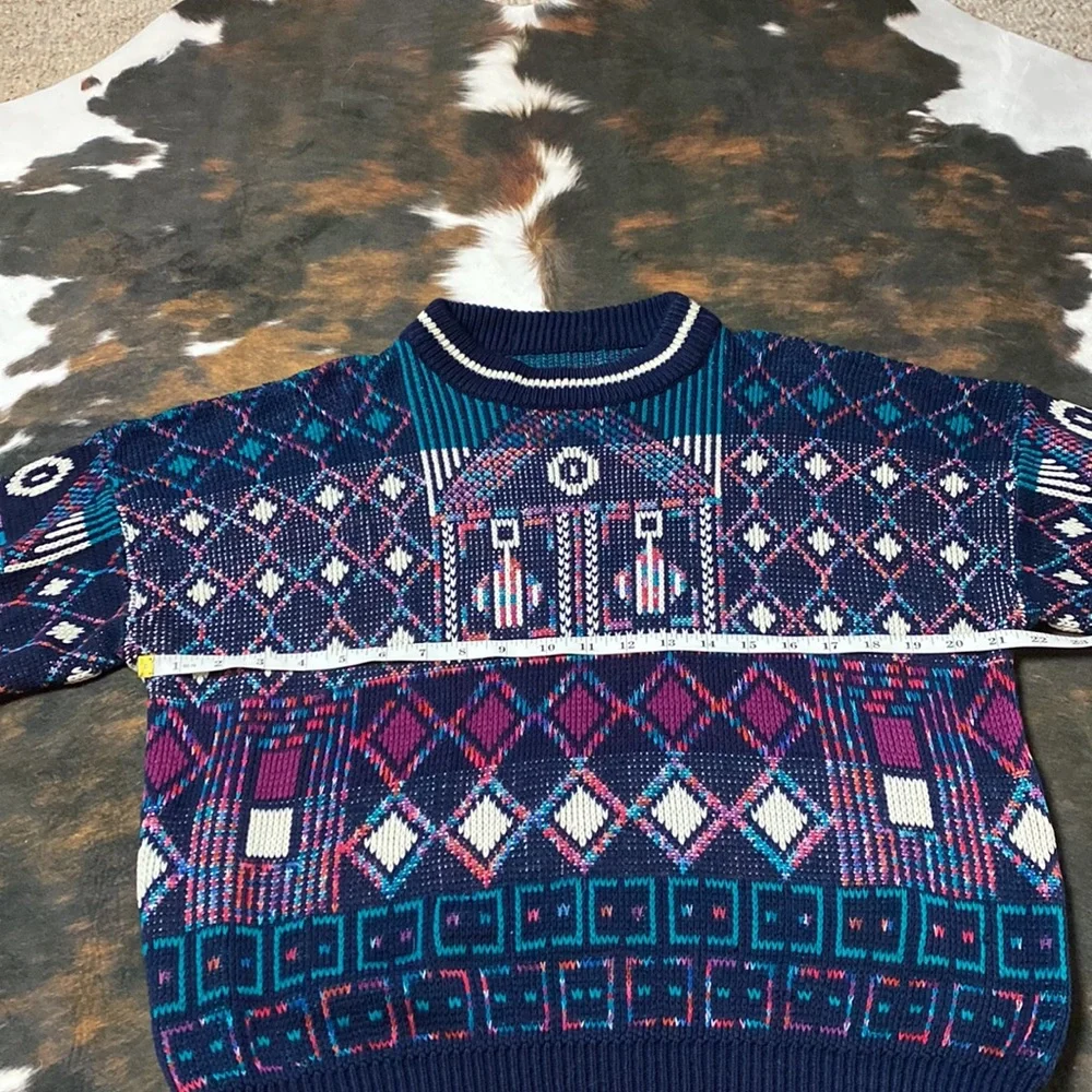 Vintage 80s Gorgeous Graphic Sweater 🔷 - Picture 3 of 4